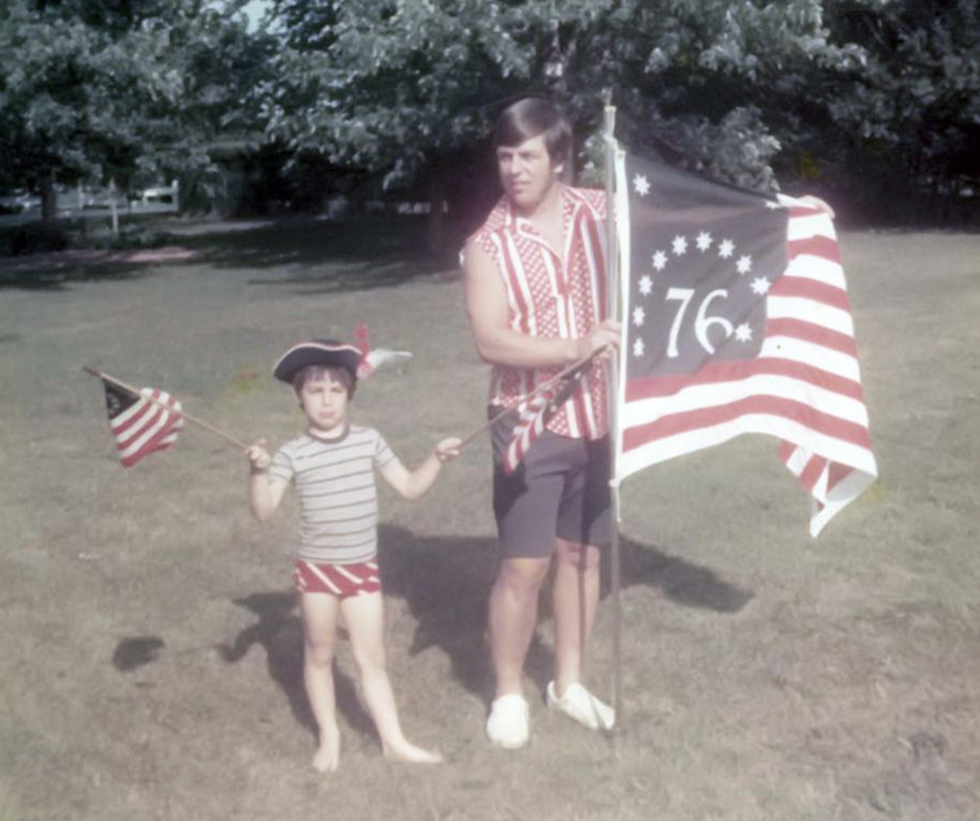 Getting into the spirit of the Bicentennial on July 4, 1976, in Belleville, NJ 